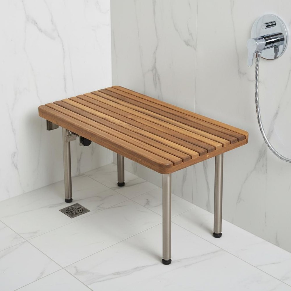 1" X 27" Brown Teak Rectangular Shower Bench — view 5