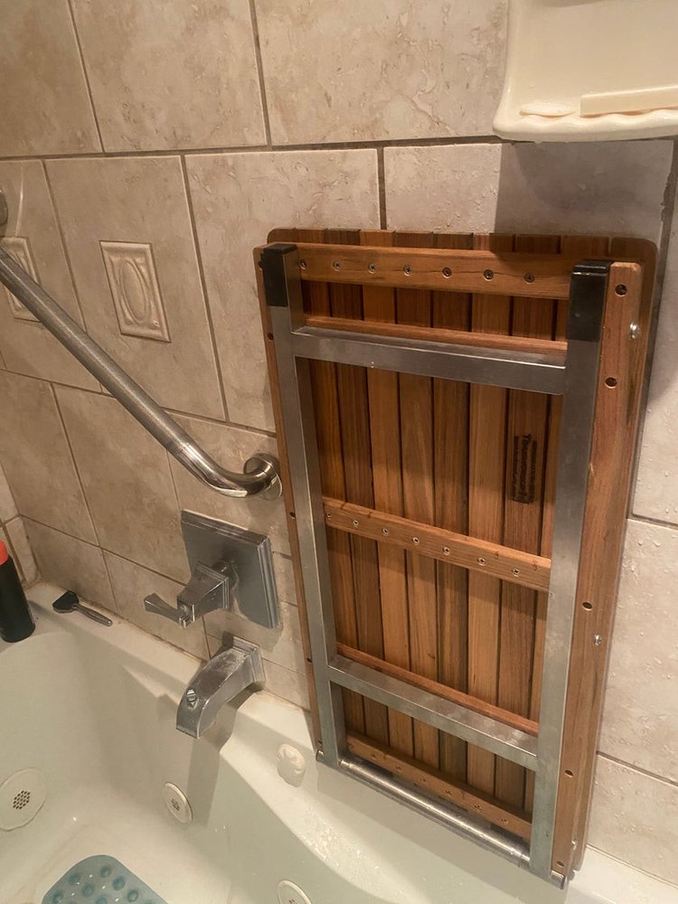 30" Brown Wall Mount Teak Rectangular Shower Bench HomeRoots