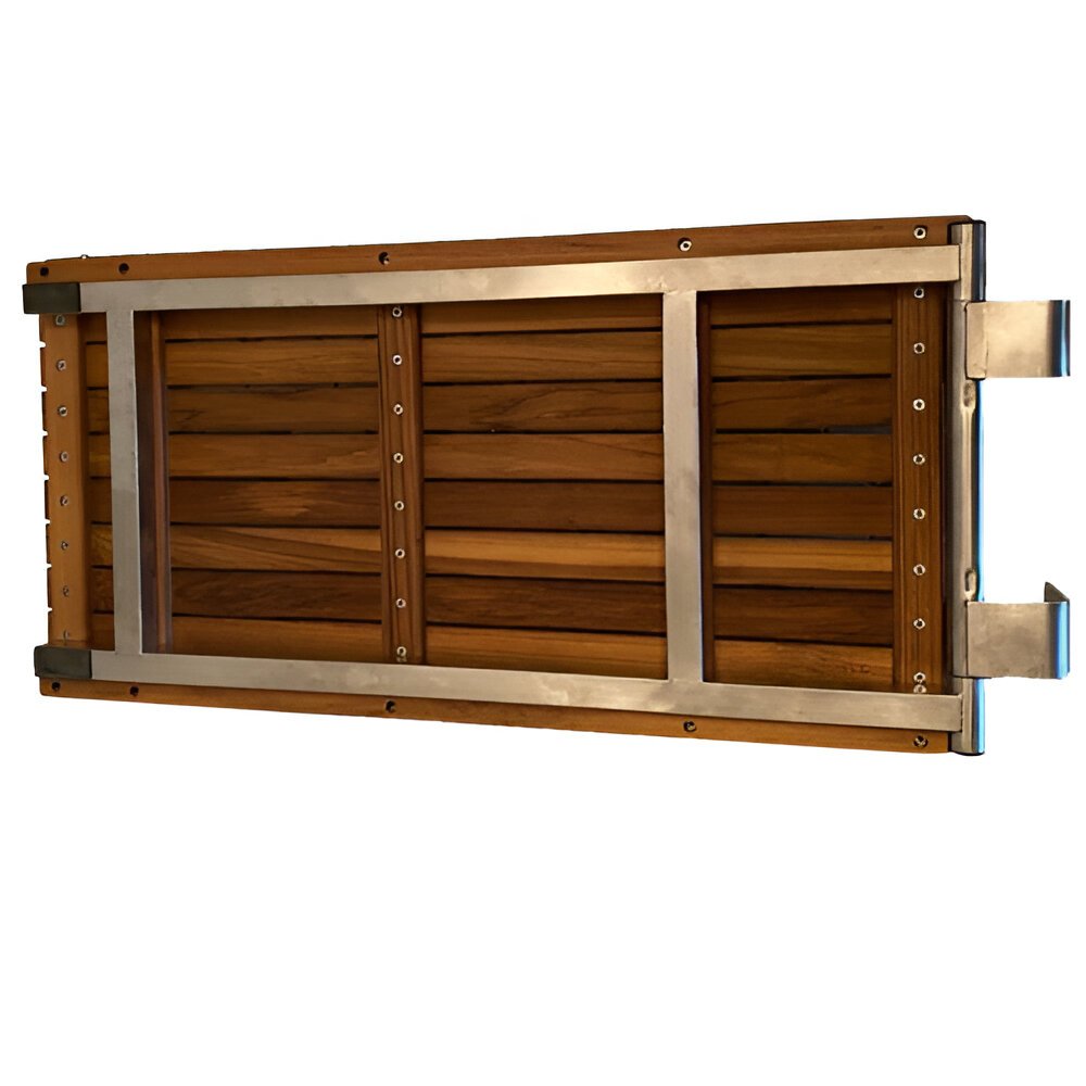 30" Brown Wall Mount Teak Rectangular Shower Bench HomeRoots