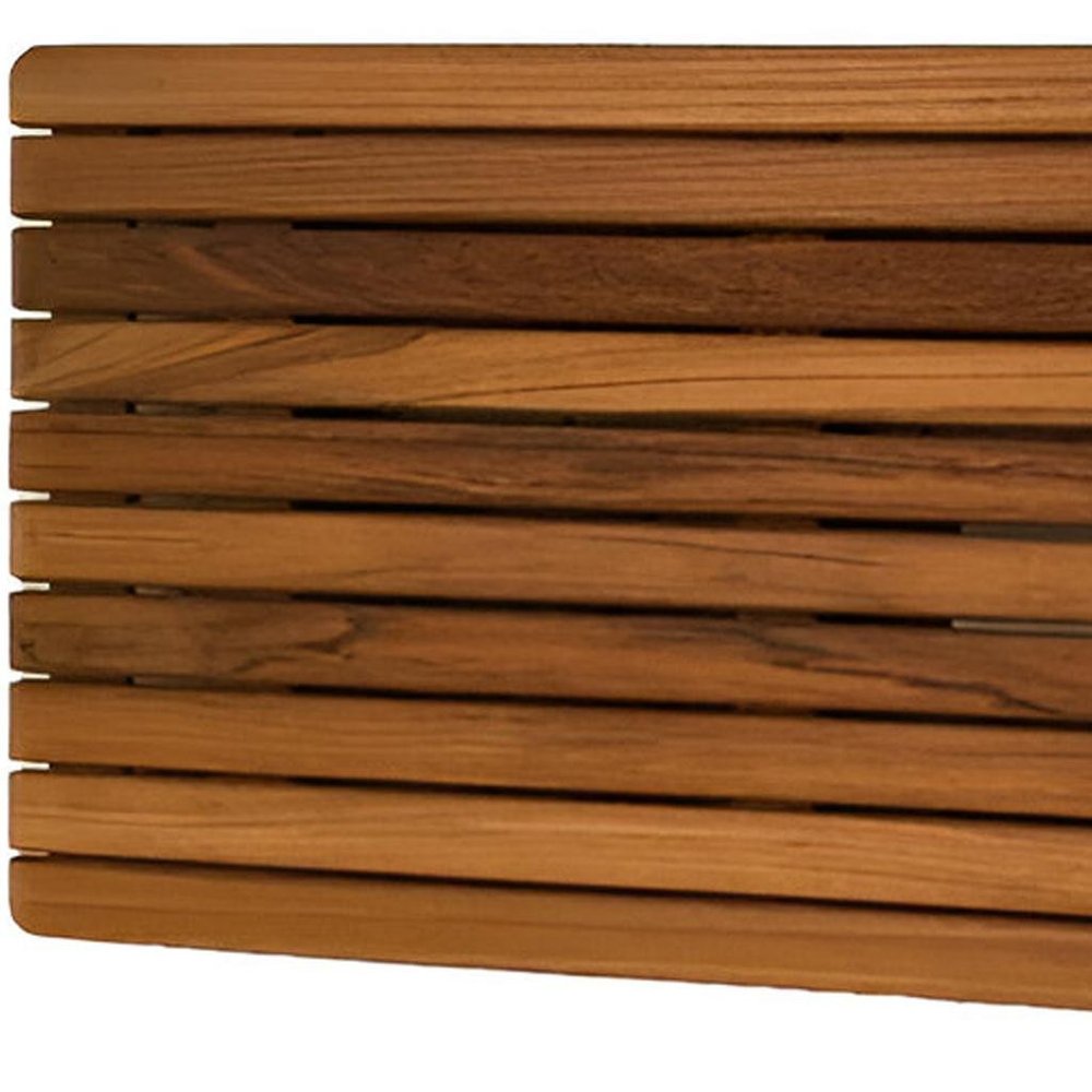 30" Brown Wall Mount Teak Rectangular Shower Bench HomeRoots