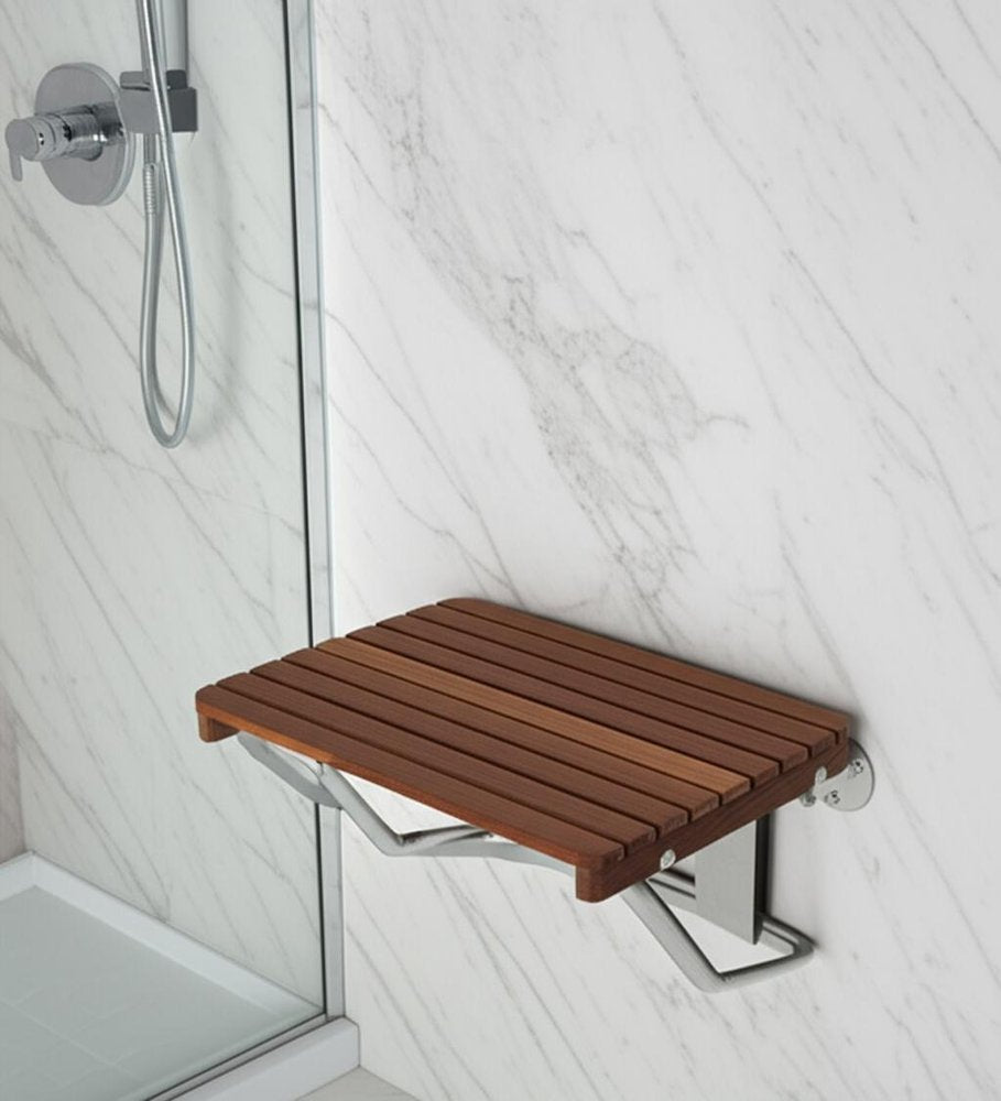14" X 20" Brown Teak Rectangular Shower Bench HomeRoots