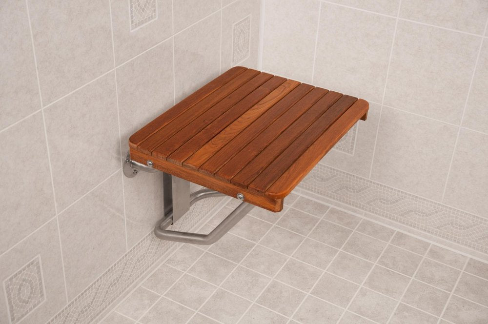 14" X 22" Brown Teak Rectangular Shower Bench HomeRoots