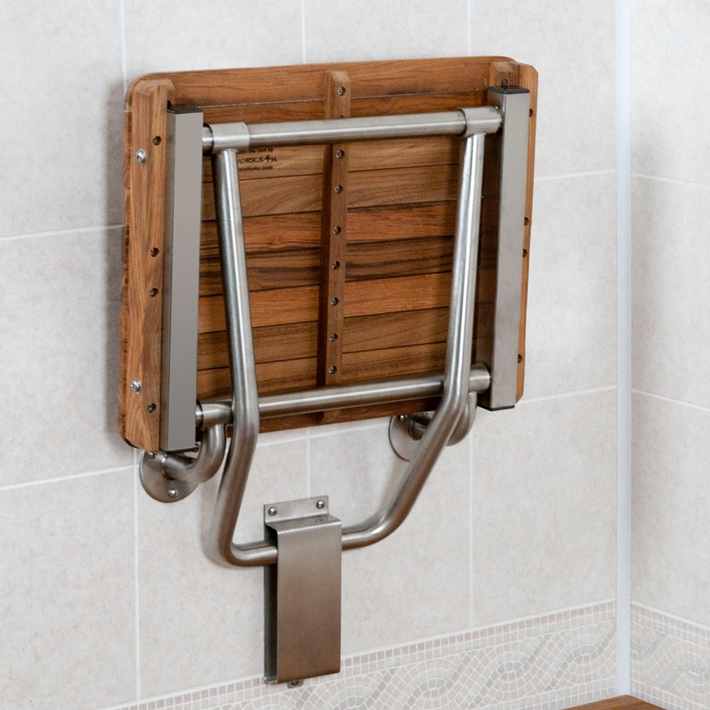 14" X 22" Brown Teak Rectangular Shower Bench HomeRoots