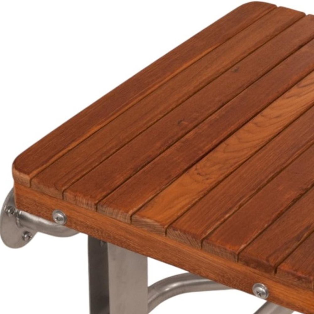14" X 22" Brown Teak Rectangular Shower Bench HomeRoots