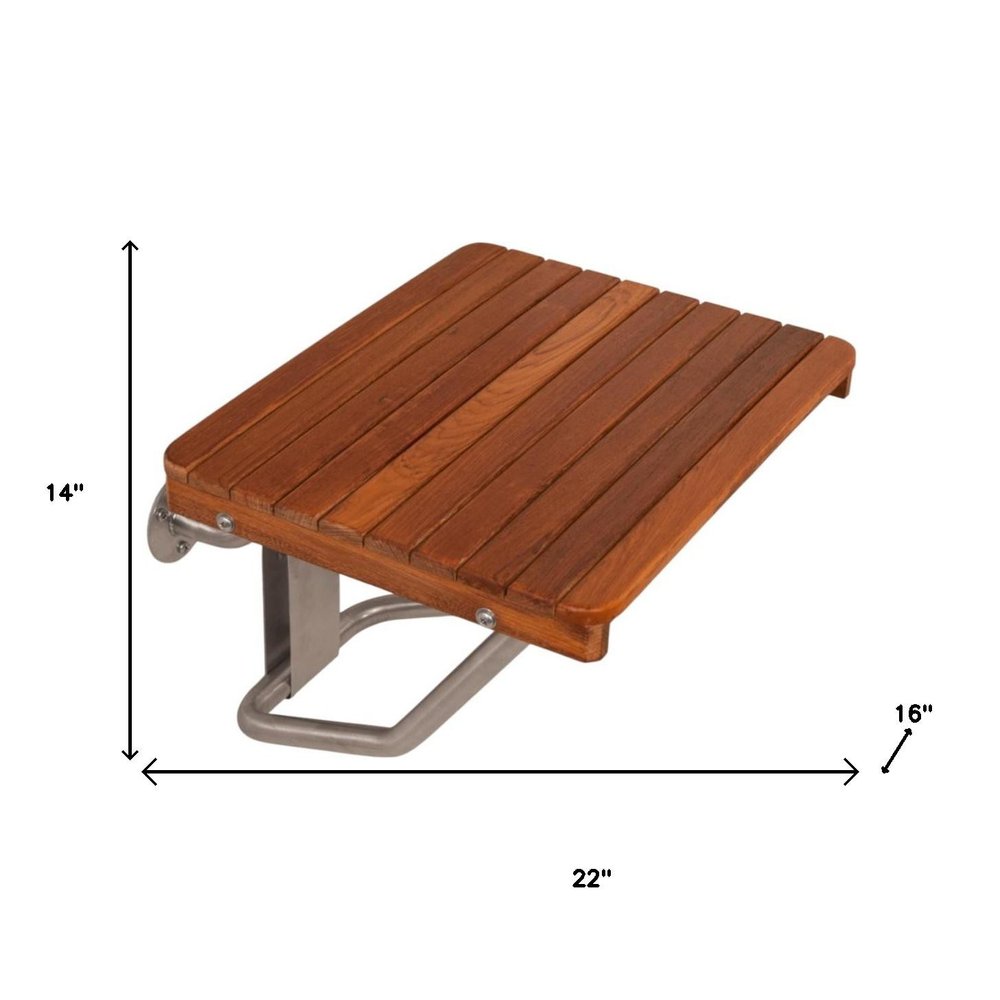 14" X 22" Brown Teak Rectangular Shower Bench HomeRoots