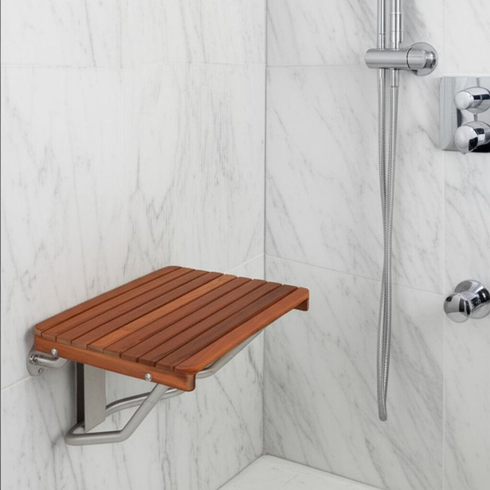 14" X 22" Brown Teak Rectangular Shower Bench HomeRoots