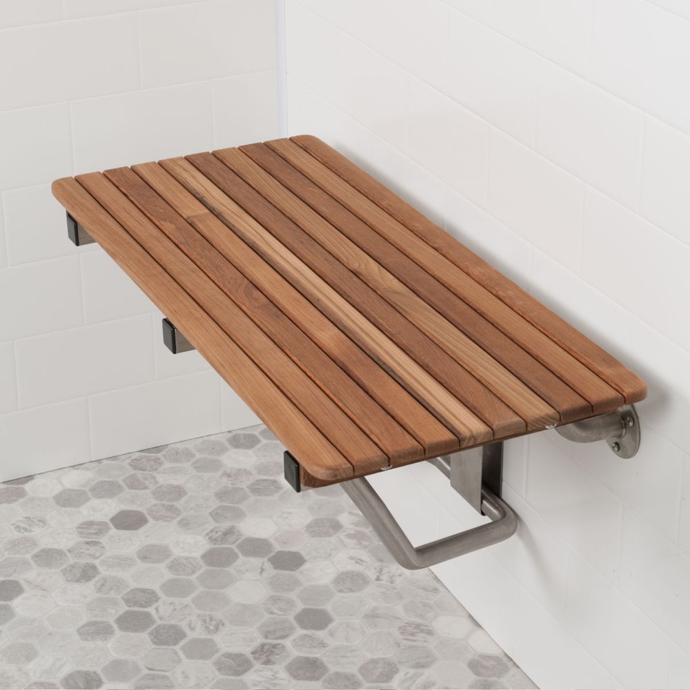 14" X 26" Brown Teak Rectangular Shower Bench HomeRoots