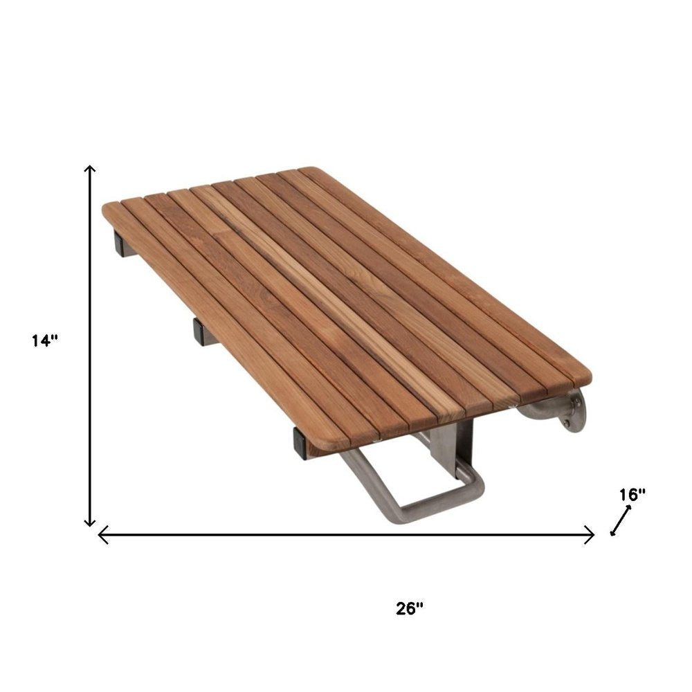 14" X 26" Brown Teak Rectangular Shower Bench HomeRoots