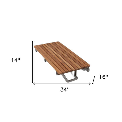 14" X 34" Brown Teak Wall Mount Rectangular Shower Bench HomeRoots