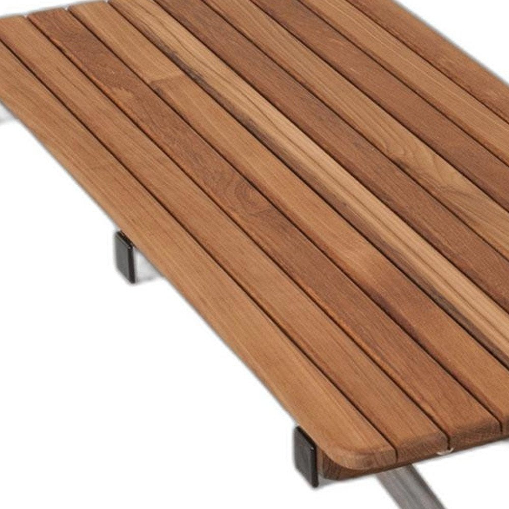 14" X 34" Brown Teak Wall Mount Rectangular Shower Bench HomeRoots