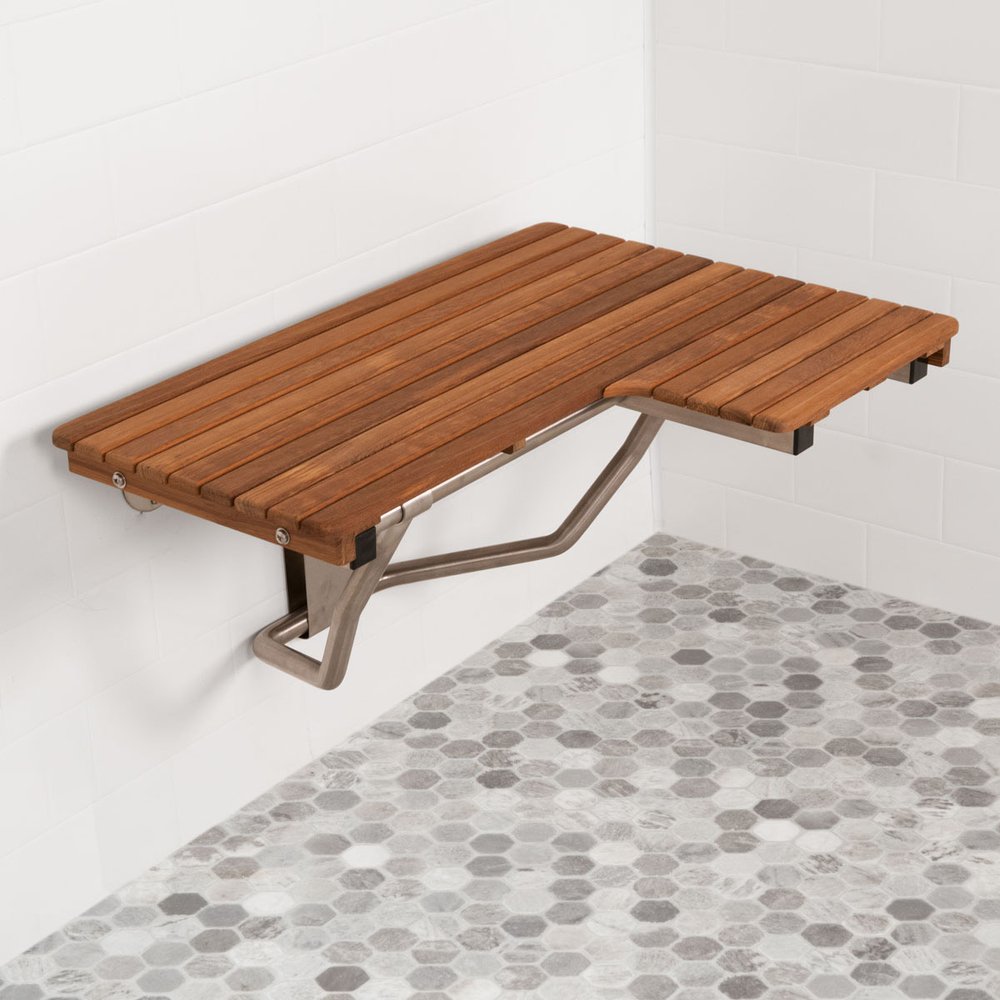 14" X 30" Brown Teak Rectangular Shower Bench HomeRoots