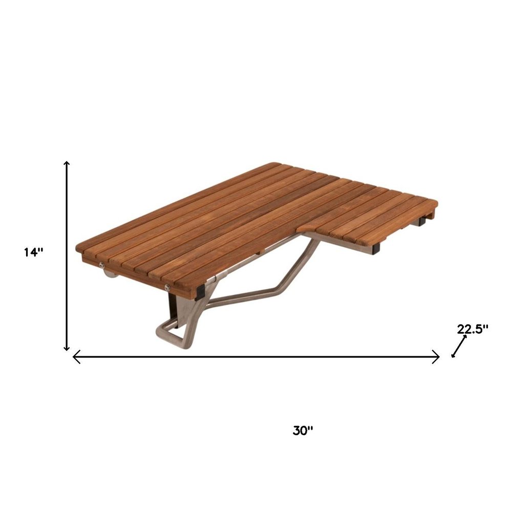 14" X 30" Brown Teak Rectangular Shower Bench HomeRoots