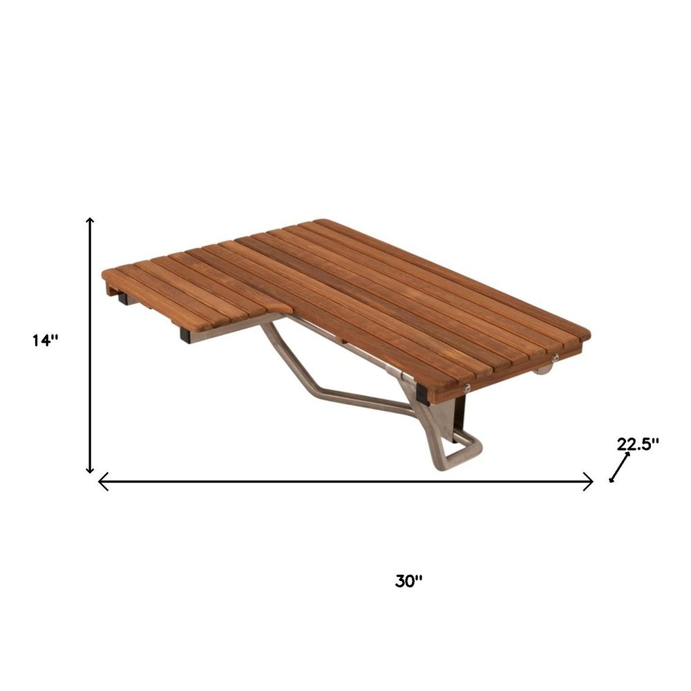14" X 30" Brown Teak Rectangular Shower Bench HomeRoots