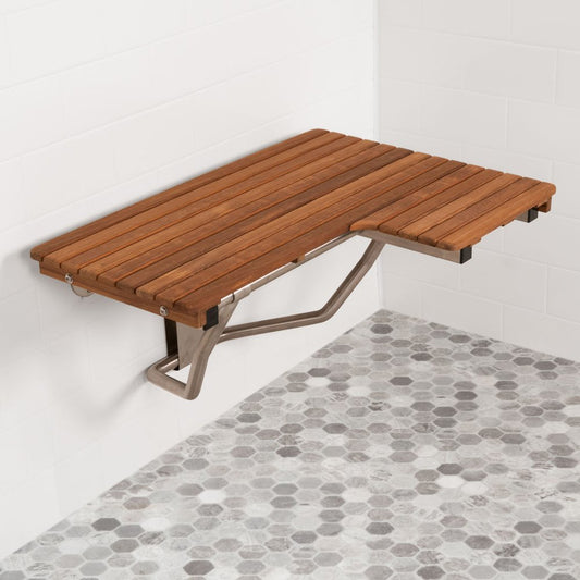 14" X 32" Brown Teak Rectangular Shower Bench HomeRoots