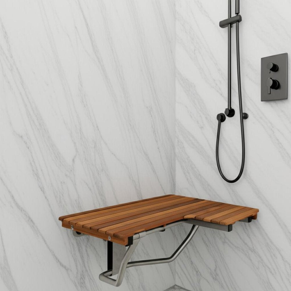 14" X 32" Brown Teak Rectangular Shower Bench HomeRoots