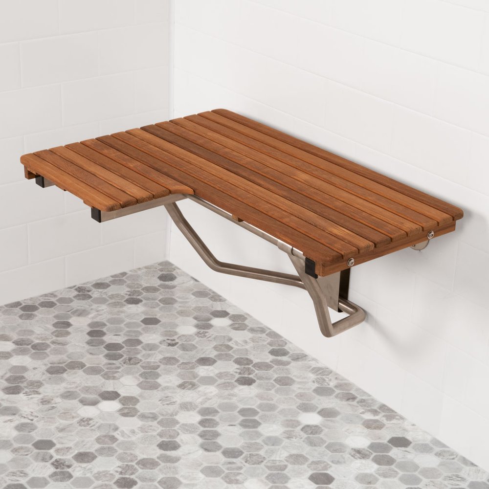 14" X 32" Brown Teak Rectangular Shower Bench HomeRoots