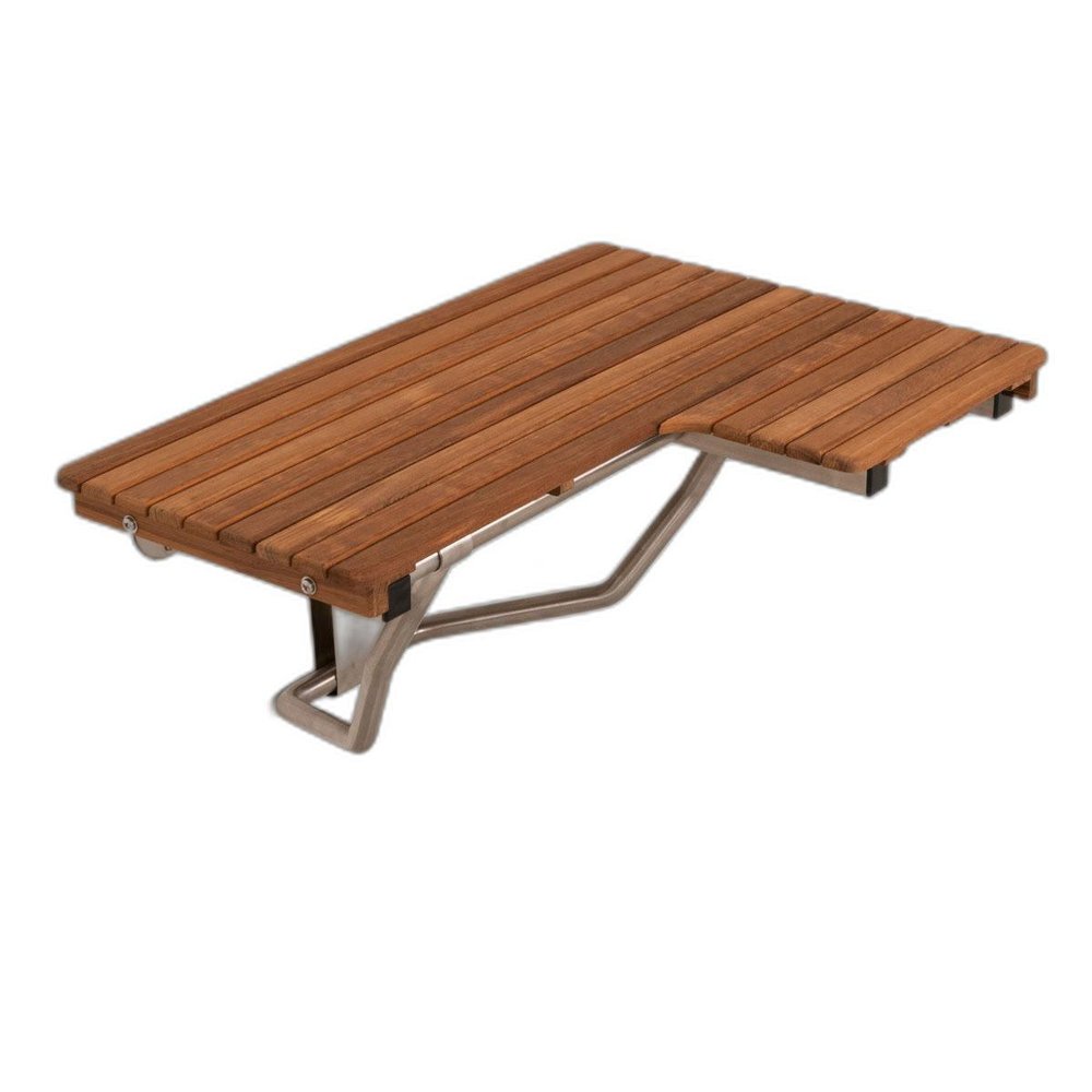14" X 34" Brown Teak Wall Mount Rectangular Shower Bench HomeRoots
