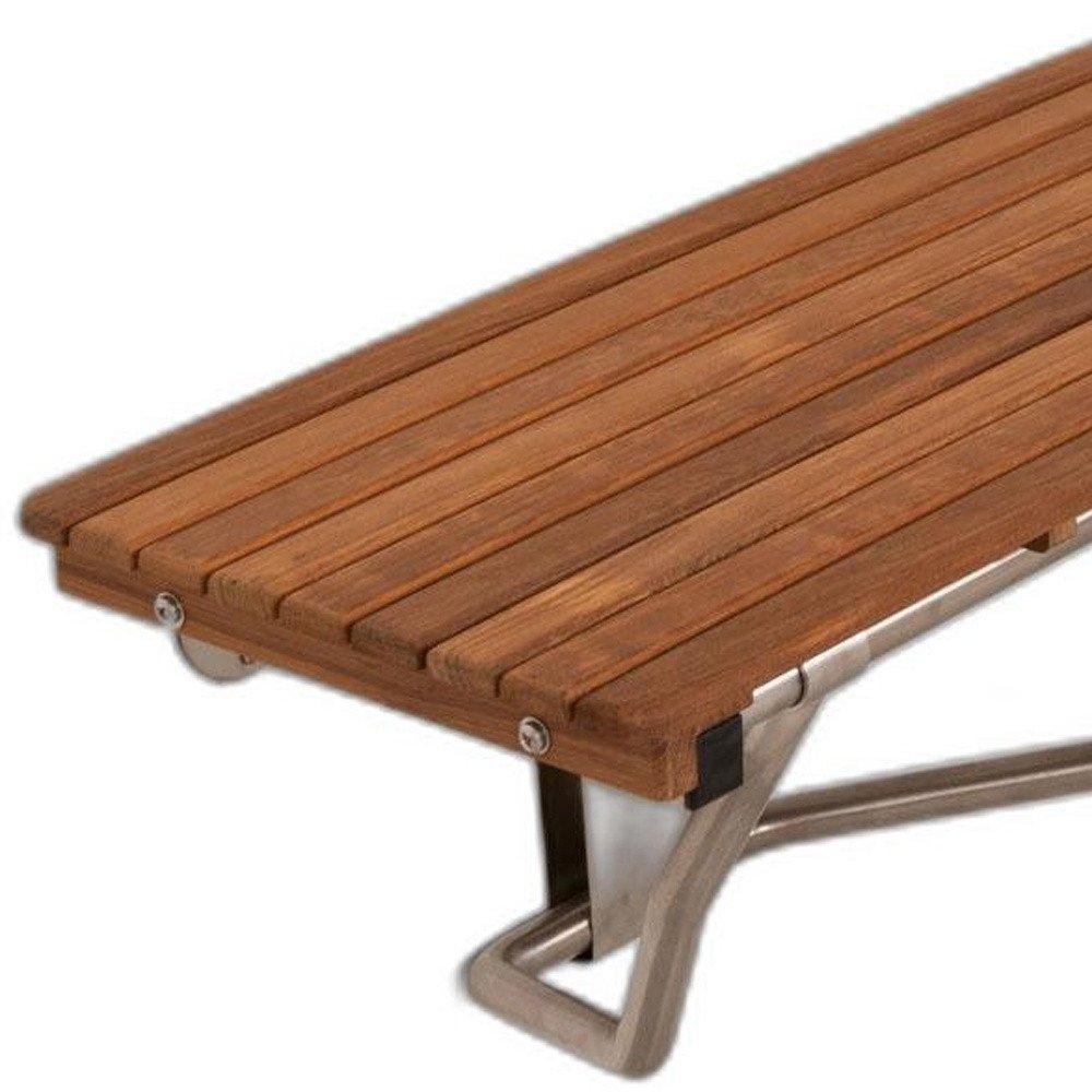 14" X 34" Brown Teak Wall Mount Rectangular Shower Bench HomeRoots