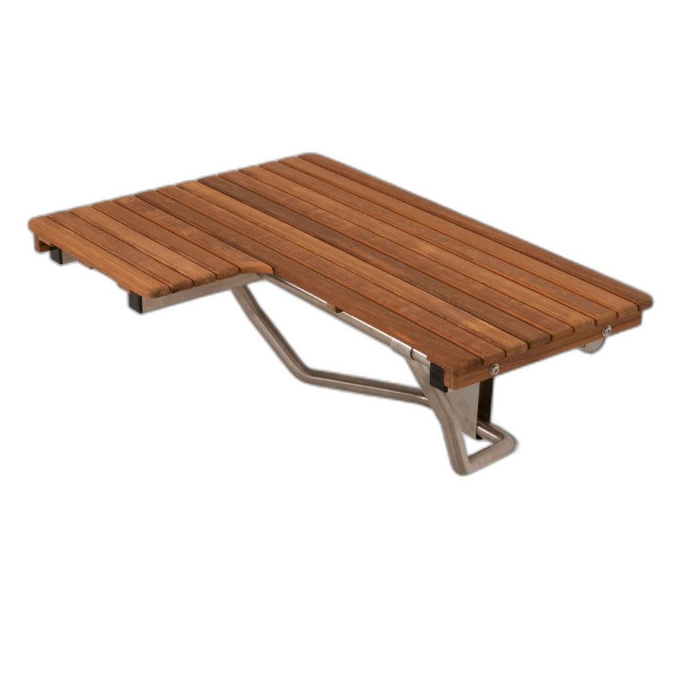 14" X 34" Brown Teak Wall Mount Rectangular Shower Bench HomeRoots