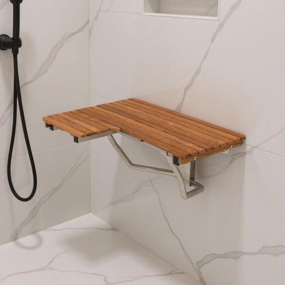 14" X 34" Brown Teak Wall Mount Rectangular Shower Bench HomeRoots