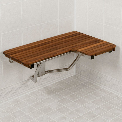 14" X 36" Brown Teak Wall Mount Rectangular Shower Bench HomeRoots