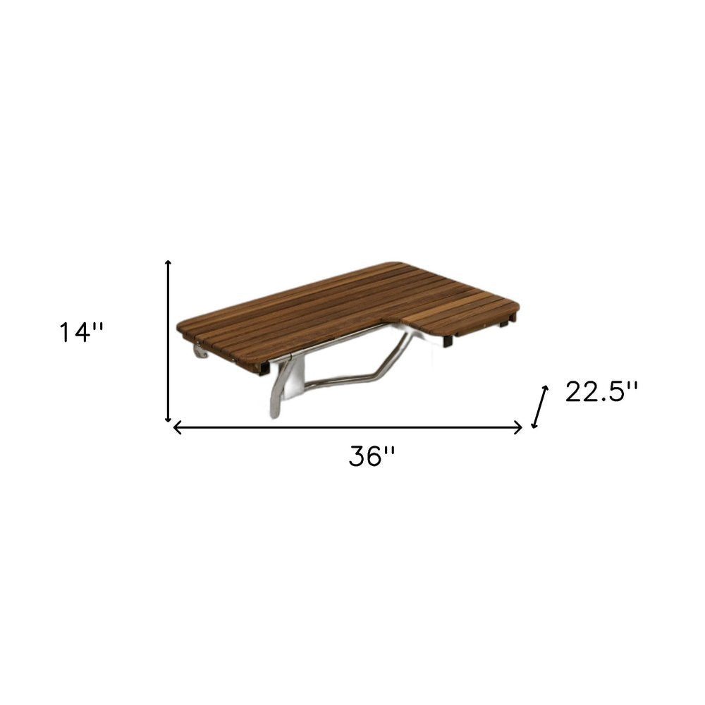 14" X 36" Brown Teak Wall Mount Rectangular Shower Bench HomeRoots