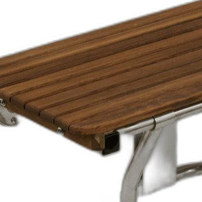 14" X 36" Brown Teak Wall Mount Rectangular Shower Bench HomeRoots
