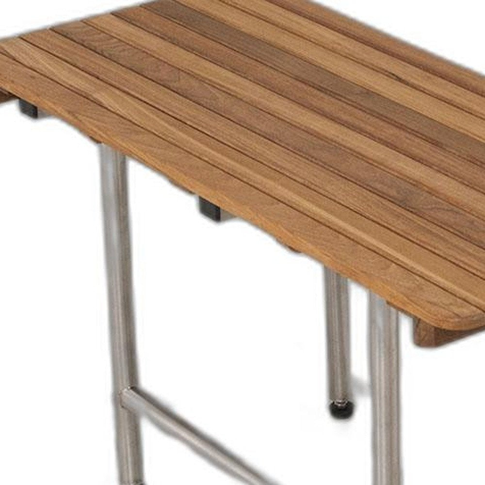 18" X 18" Brown Teak Rectangular Shower Bench HomeRoots