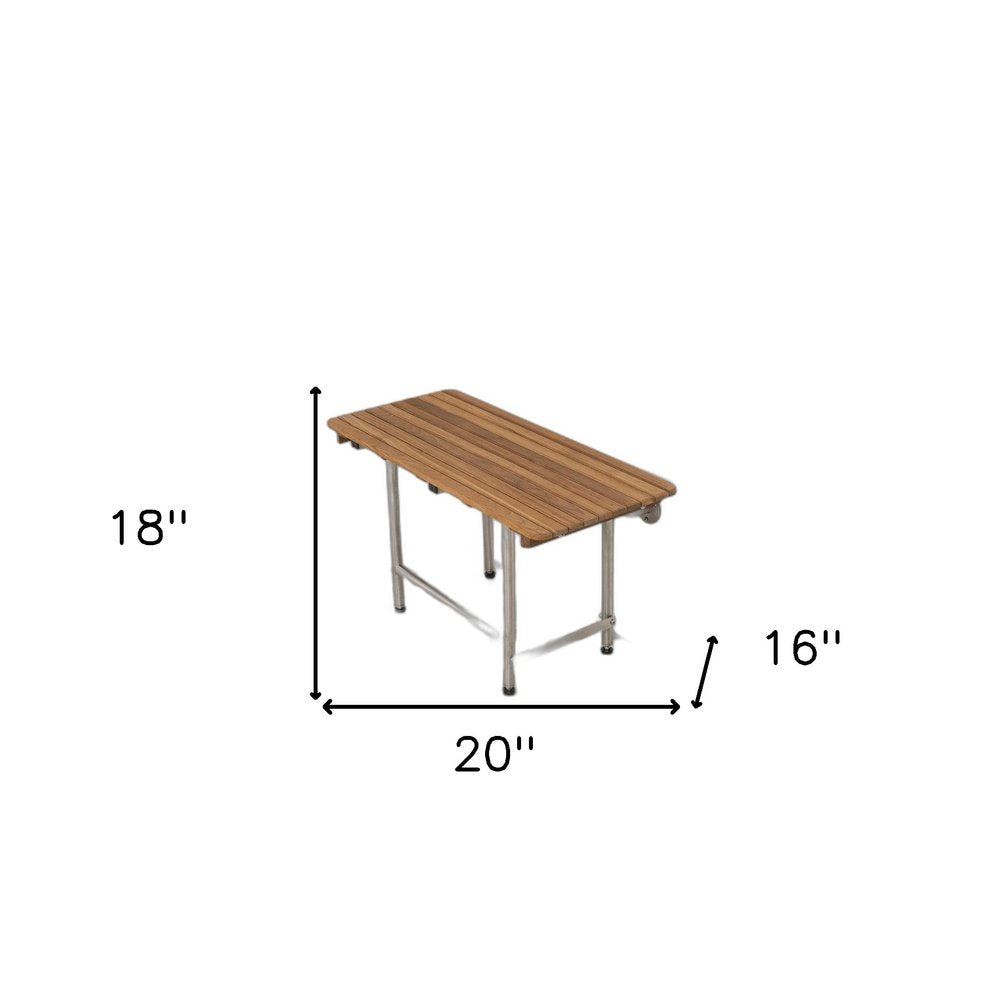 18" X 20" Brown Teak Rectangular Shower Bench HomeRoots