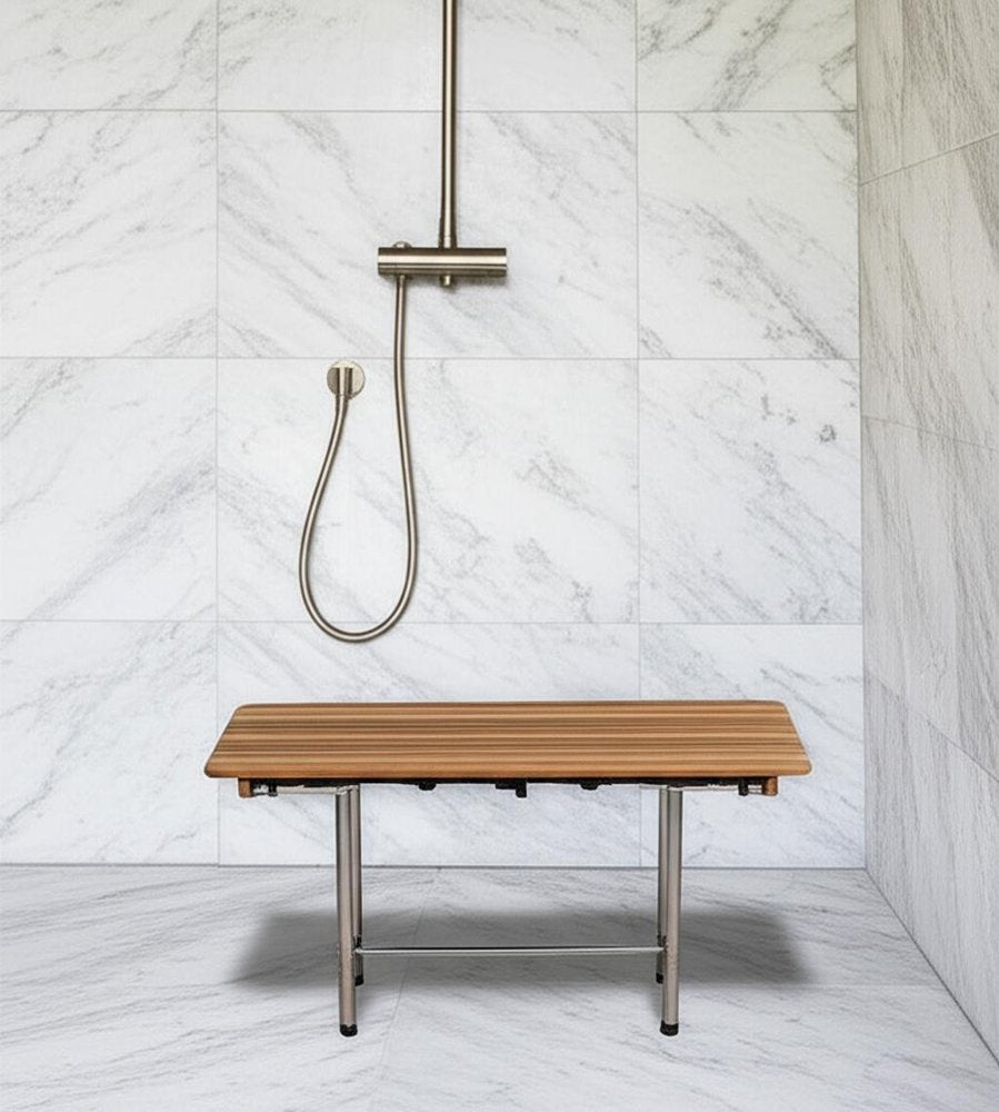 18" X 22" Brown Teak Rectangular Shower Bench HomeRoots