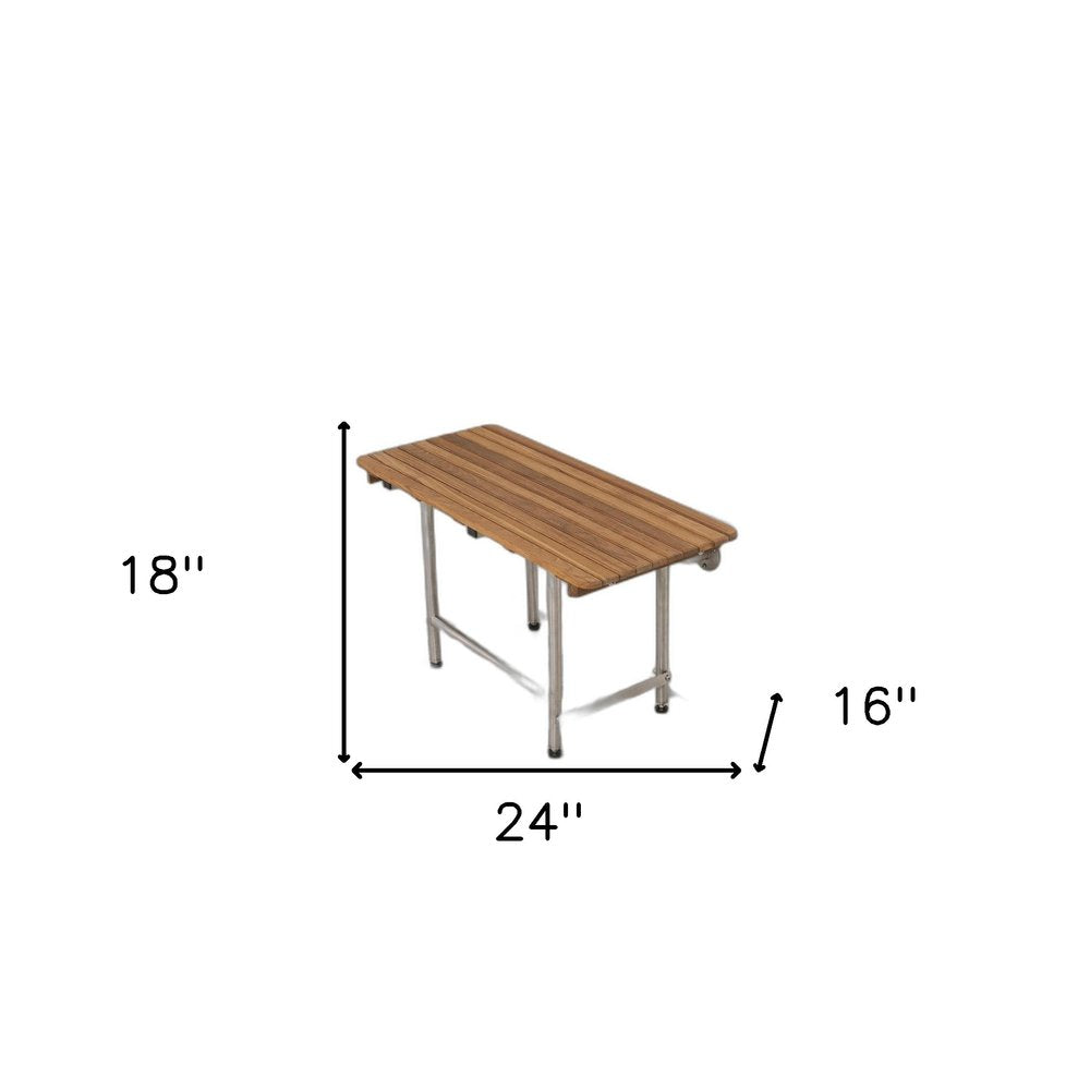 18" X 24" Brown Teak Rectangular Shower Bench HomeRoots