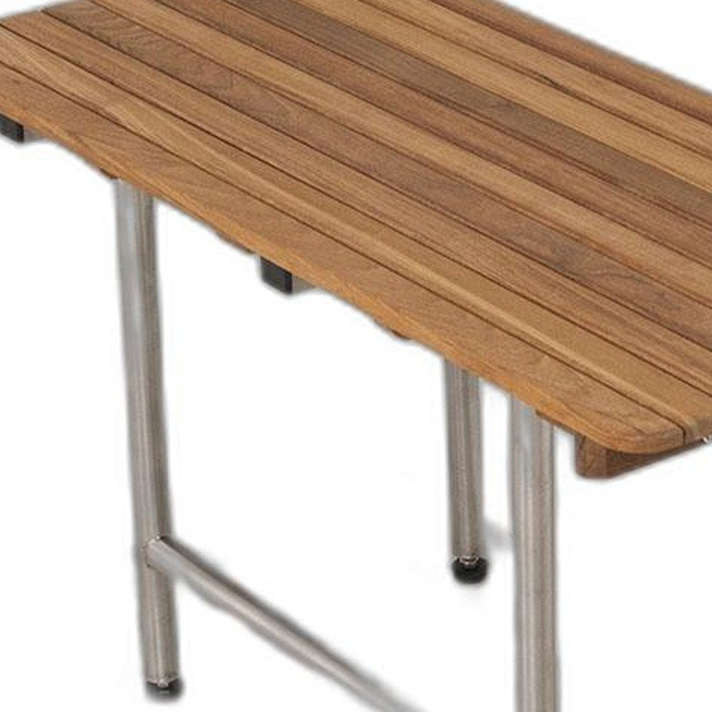 18" X 24" Brown Teak Rectangular Shower Bench HomeRoots