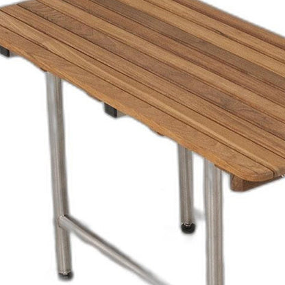 18" X 24" Brown Teak Rectangular Shower Bench HomeRoots