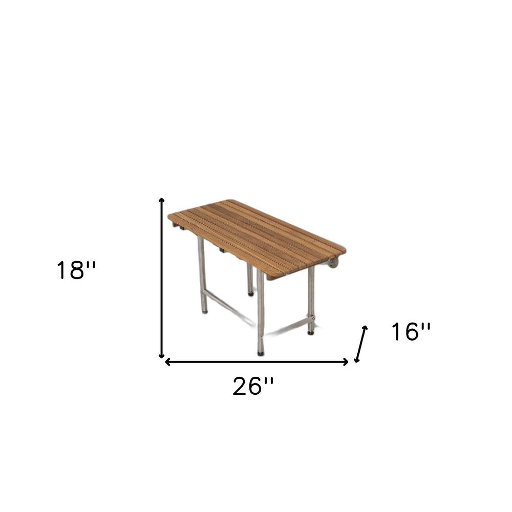 18" X 26" Brown Teak Rectangular Shower Bench HomeRoots