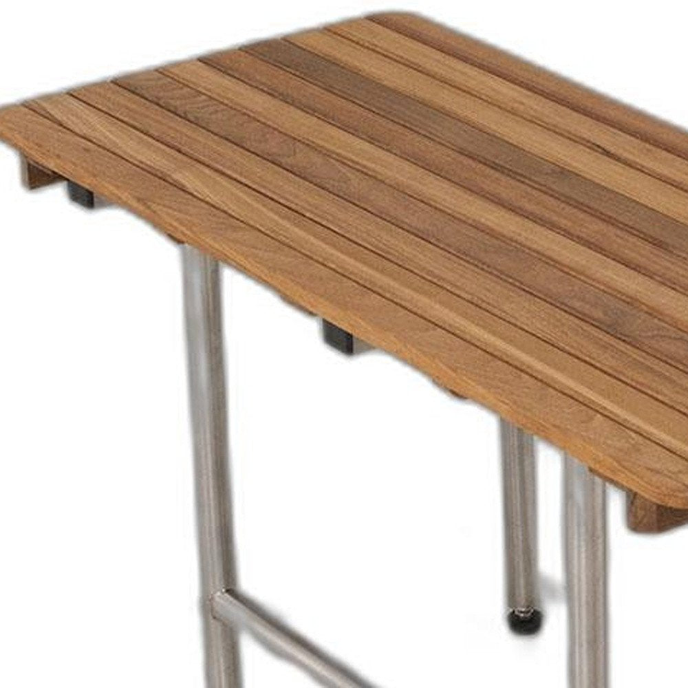 18" X 26" Brown Teak Rectangular Shower Bench HomeRoots