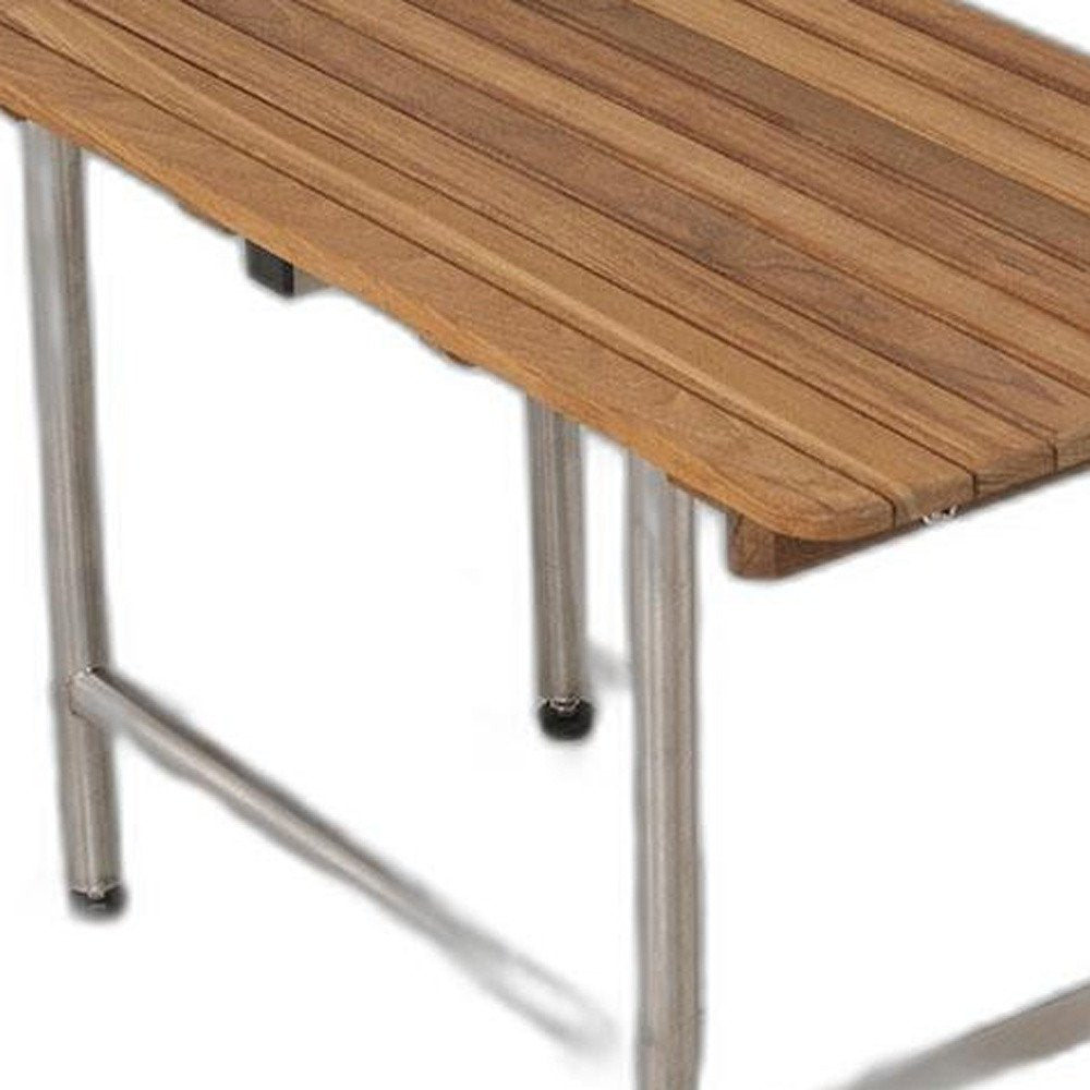18" X 28" Brown Teak Rectangular Shower Bench HomeRoots