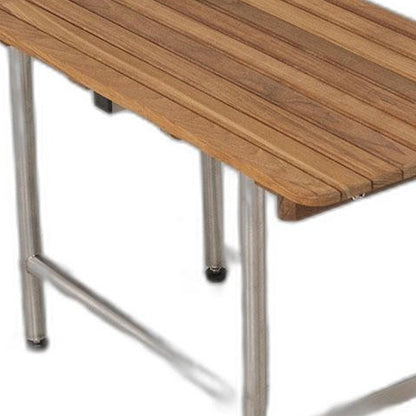 18" X 28" Brown Teak Rectangular Shower Bench HomeRoots