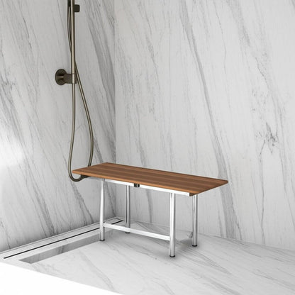18" X 28" Brown Teak Rectangular Shower Bench HomeRoots