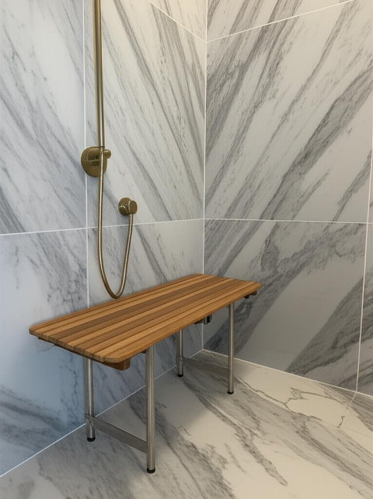 18" X 30" Brown Teak Rectangular Shower Bench HomeRoots