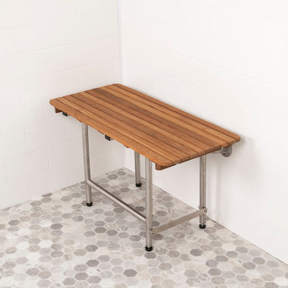 18" X 34" Brown Teak Rectangular Shower Bench HomeRoots