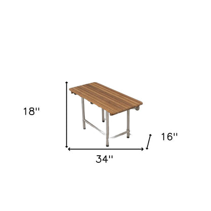 18" X 34" Brown Teak Rectangular Shower Bench HomeRoots
