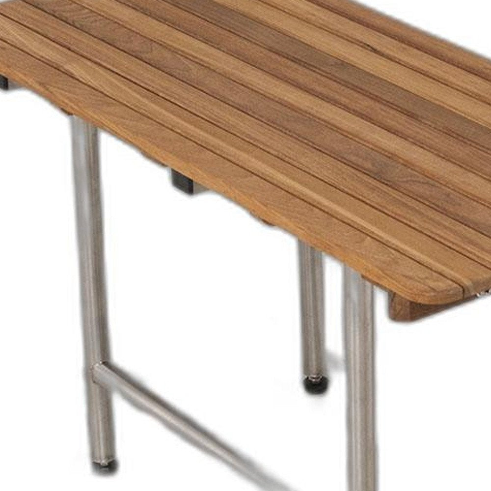 18" X 34" Brown Teak Rectangular Shower Bench HomeRoots