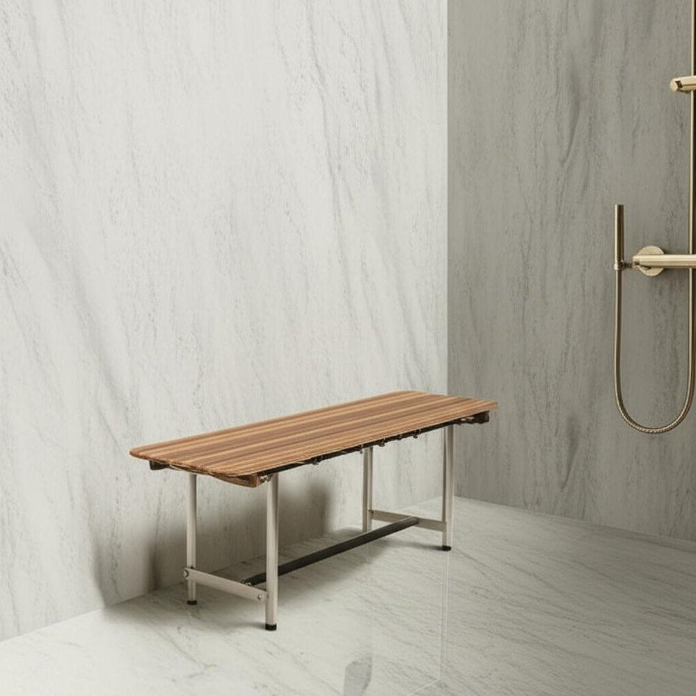 18" X 34" Brown Teak Rectangular Shower Bench HomeRoots