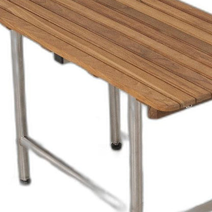 18" X 36" Brown Teak Rectangular Shower Bench HomeRoots