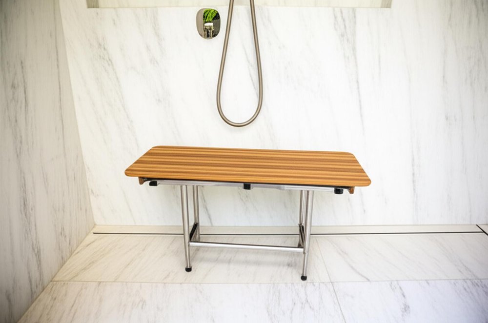 18" X 36" Brown Teak Rectangular Shower Bench HomeRoots