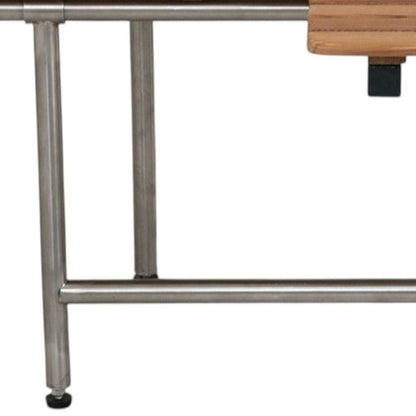 18" X 32" Brown Teak Rectangular Shower Bench With Legs HomeRoots