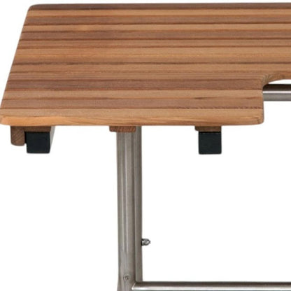 18" X 32" Brown Wall Mount Teak Rectangular Shower Bench With Legs HomeRoots