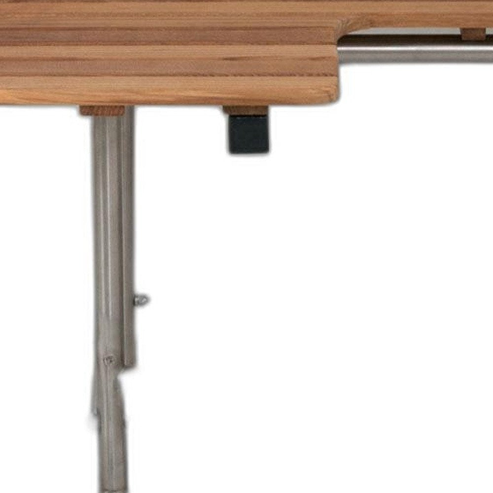 18" X 34" Brown Teak Wall Mount Rectangular Shower Bench HomeRoots