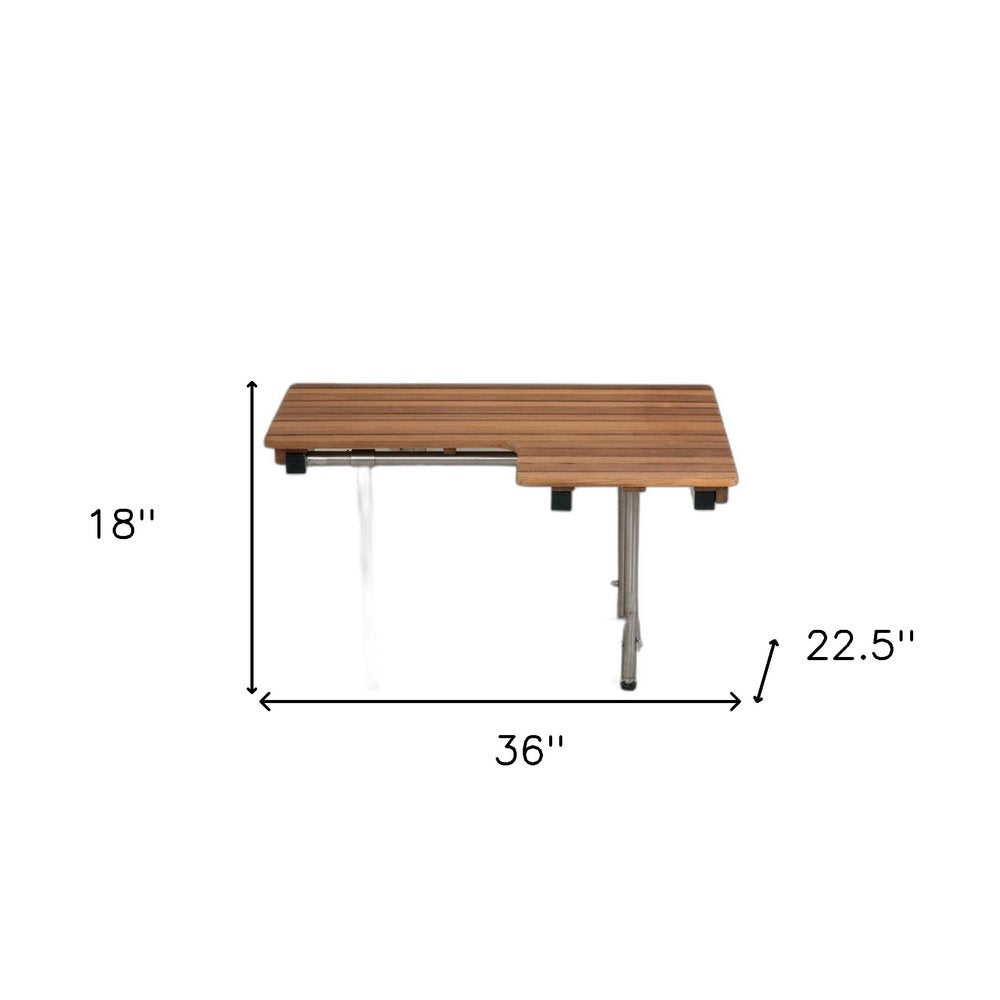 18" X 36" Brown Teak Wall Mount Rectangular Shower Bench HomeRoots
