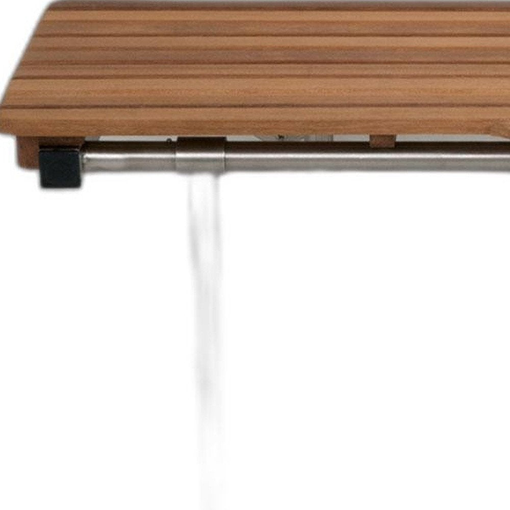 18" X 36" Brown Teak Wall Mount Rectangular Shower Bench HomeRoots
